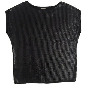 Tommy Bahama Black Sequin Top Medium Sleeveless Cap Pullover Festive Sparkle